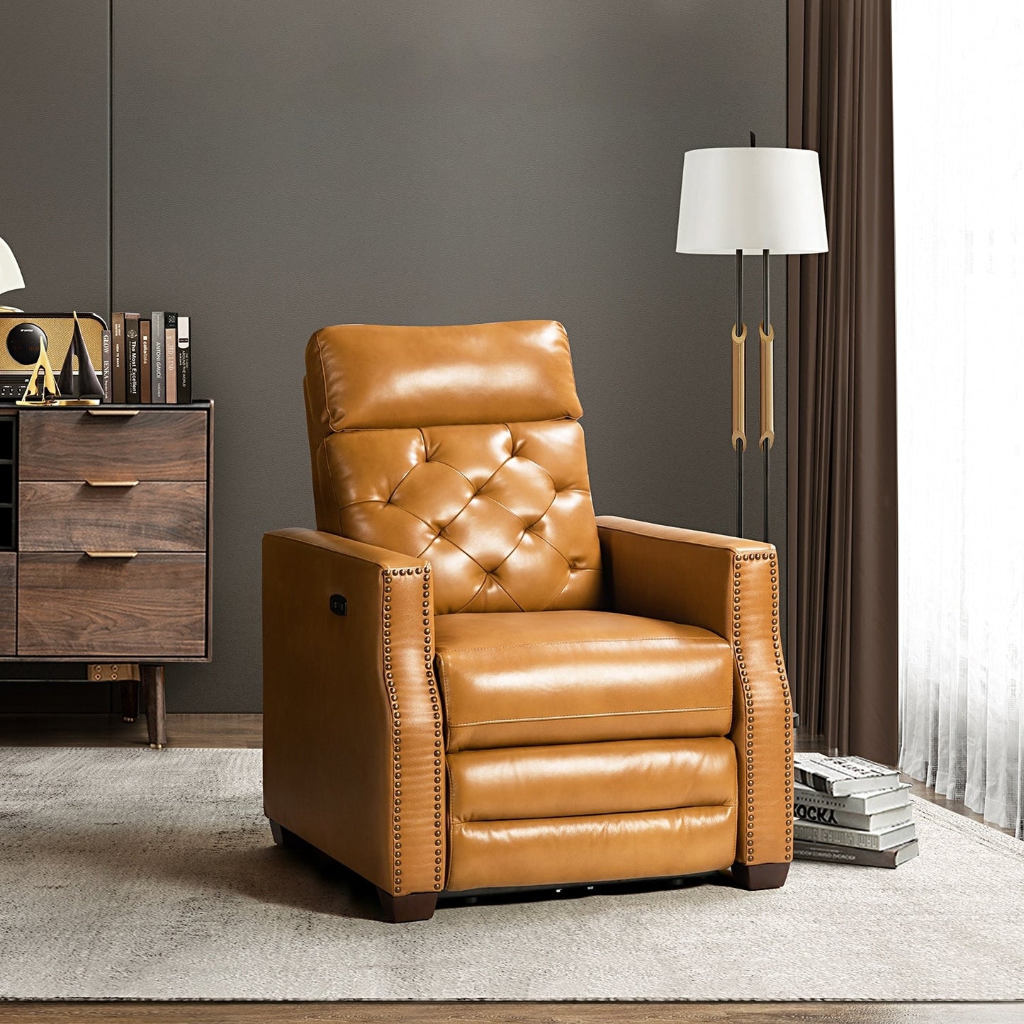 Fauteuil inclinable électrique Alina 31,50 pouces en cuir véritable avec port USB