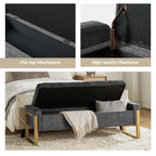 Alina Modern Upholstered Flip Top Storage Bench with Metal Legs by HULALA HOME