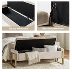 Alina Modern Upholstered Flip Top Storage Bench with Metal Legs by HULALA HOME