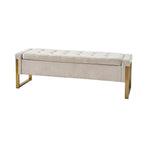 Alina Modern Upholstered Flip Top Storage Bench with Metal Legs by HULALA HOME