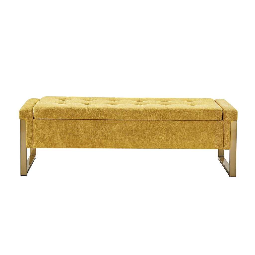 Alina Modern Upholstered Flip Top Storage Bench with Metal Legs by HULALA HOME