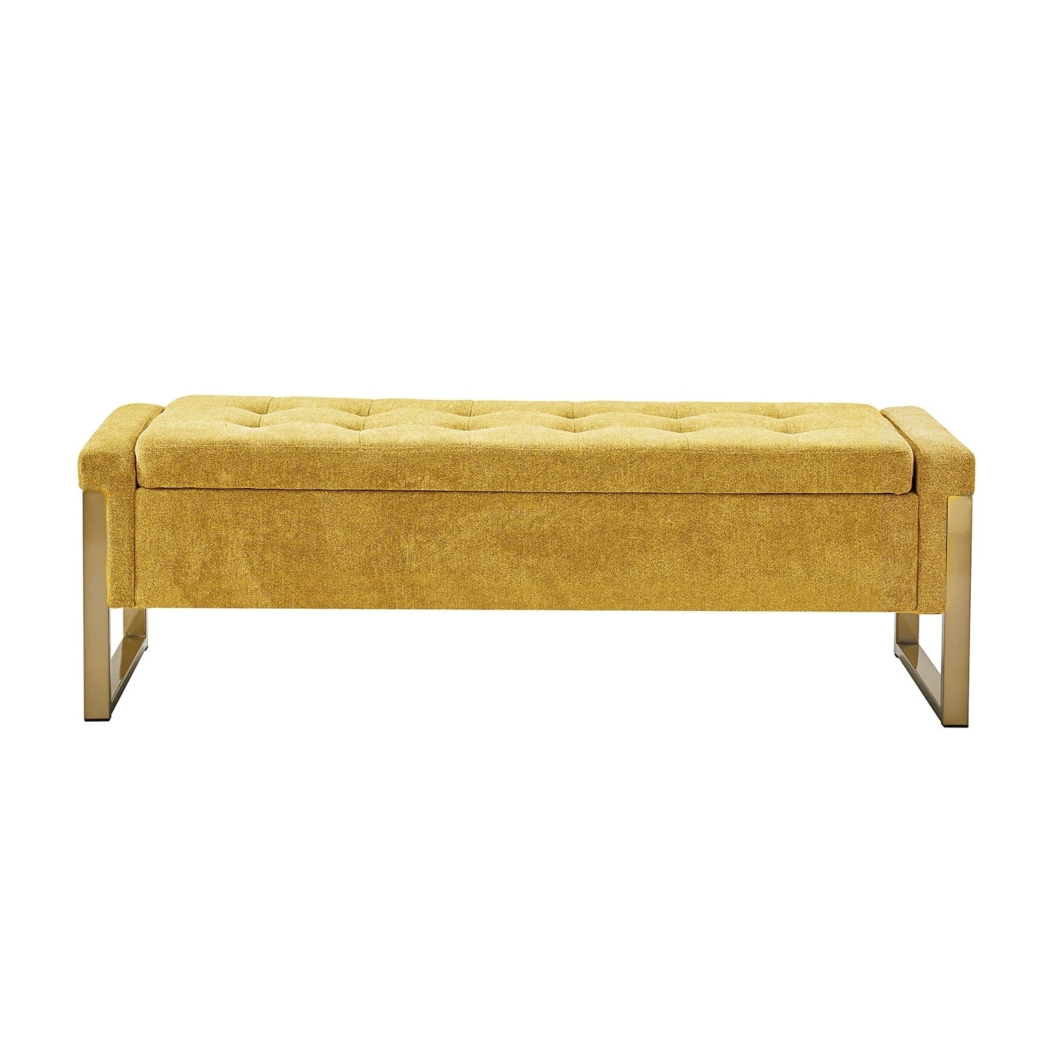 Alina Modern Upholstered Flip Top Storage Bench with Metal Legs by HULALA HOME
