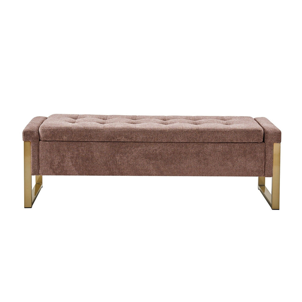 Alina Modern Upholstered Flip Top Storage Bench with Metal Legs by HULALA HOME