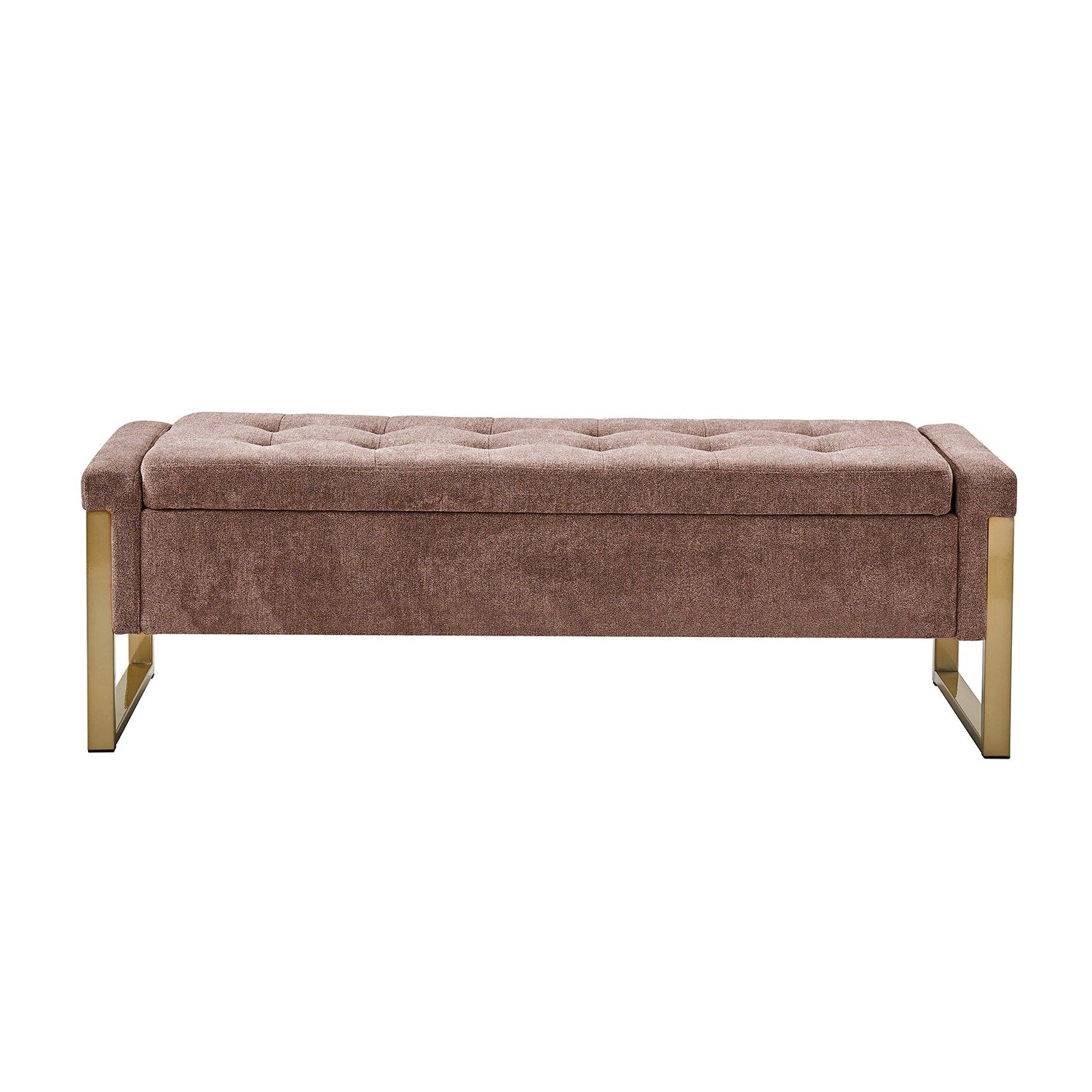Alina Modern Upholstered Flip Top Storage Bench with Metal Legs by HULALA HOME