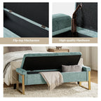 Alina Modern Upholstered Flip Top Storage Bench with Metal Legs by HULALA HOME