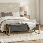 Alina Modern Upholstered Flip Top Storage Bench with Metal Legs by HULALA HOME