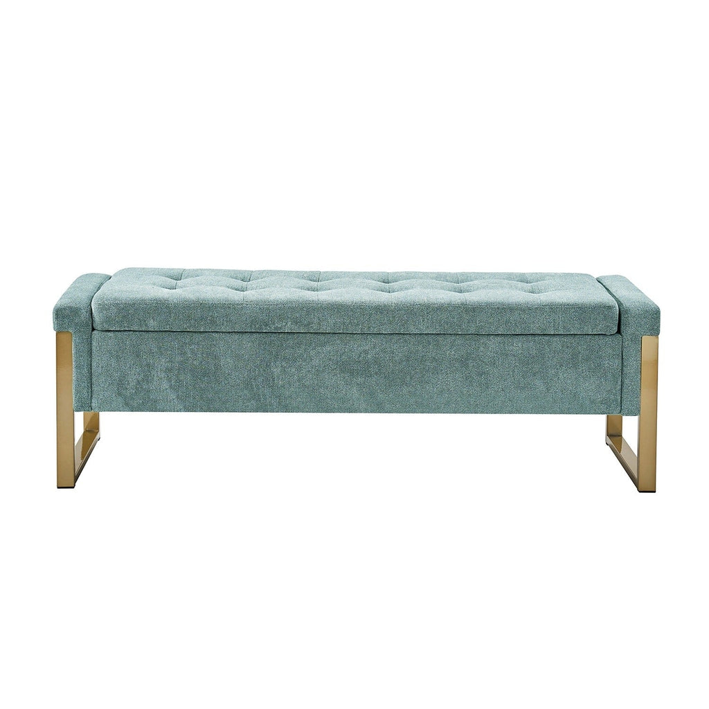 Alina Modern Upholstered Flip Top Storage Bench with Metal Legs by HULALA HOME