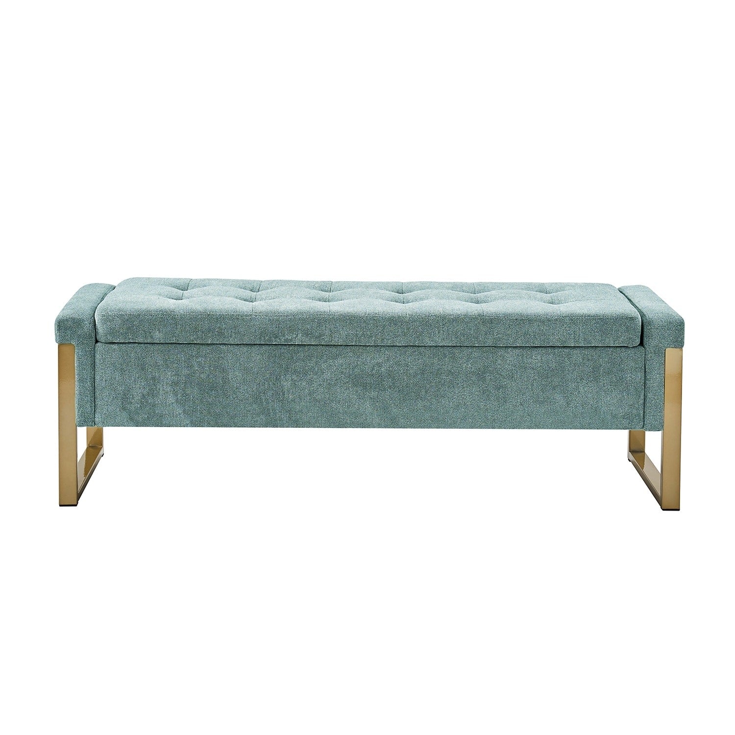 Alina Modern Upholstered Flip Top Storage Bench with Metal Legs by HULALA HOME