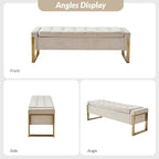 Alina Modern Upholstered Flip Top Storage Bench with Metal Legs by HULALA HOME