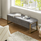 Alina Modern Upholstered Flip Top Storage Bench with Metal Legs by HULALA HOME