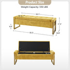 Alina Modern Upholstered Flip Top Storage Bench with Metal Legs by HULALA HOME