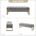 Alina Modern Upholstered Flip Top Storage Bench with Metal Legs by HULALA HOME