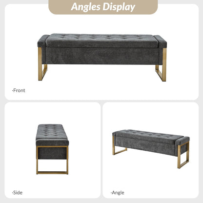 Banc de rangement moderne rembourré Alina avec pieds en métal par HULALA HOME