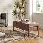 Alina Modern Upholstered Flip Top Storage Bench with Metal Legs by HULALA HOME