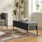 Alina Modern Upholstered Flip Top Storage Bench with Metal Legs by HULALA HOME