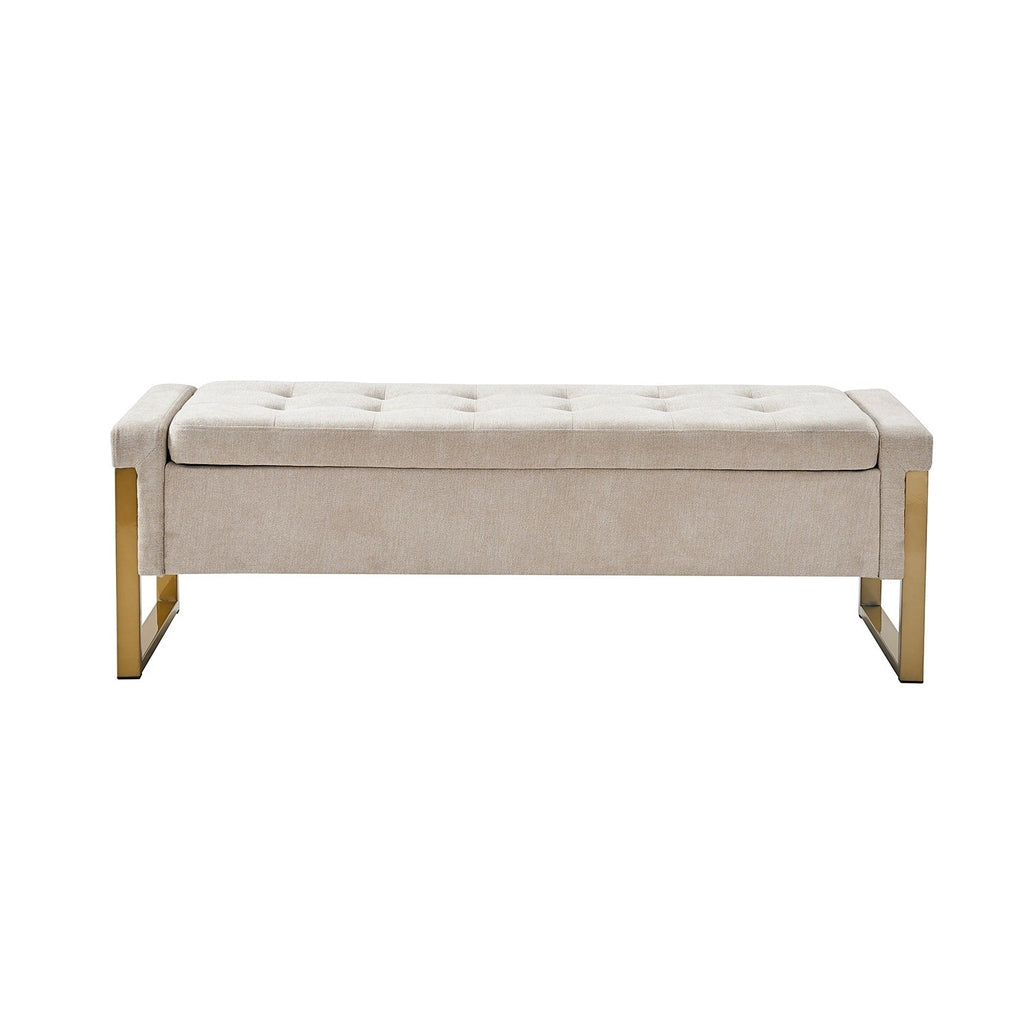 Alina Modern Upholstered Flip Top Storage Bench with Metal Legs by HULALA HOME