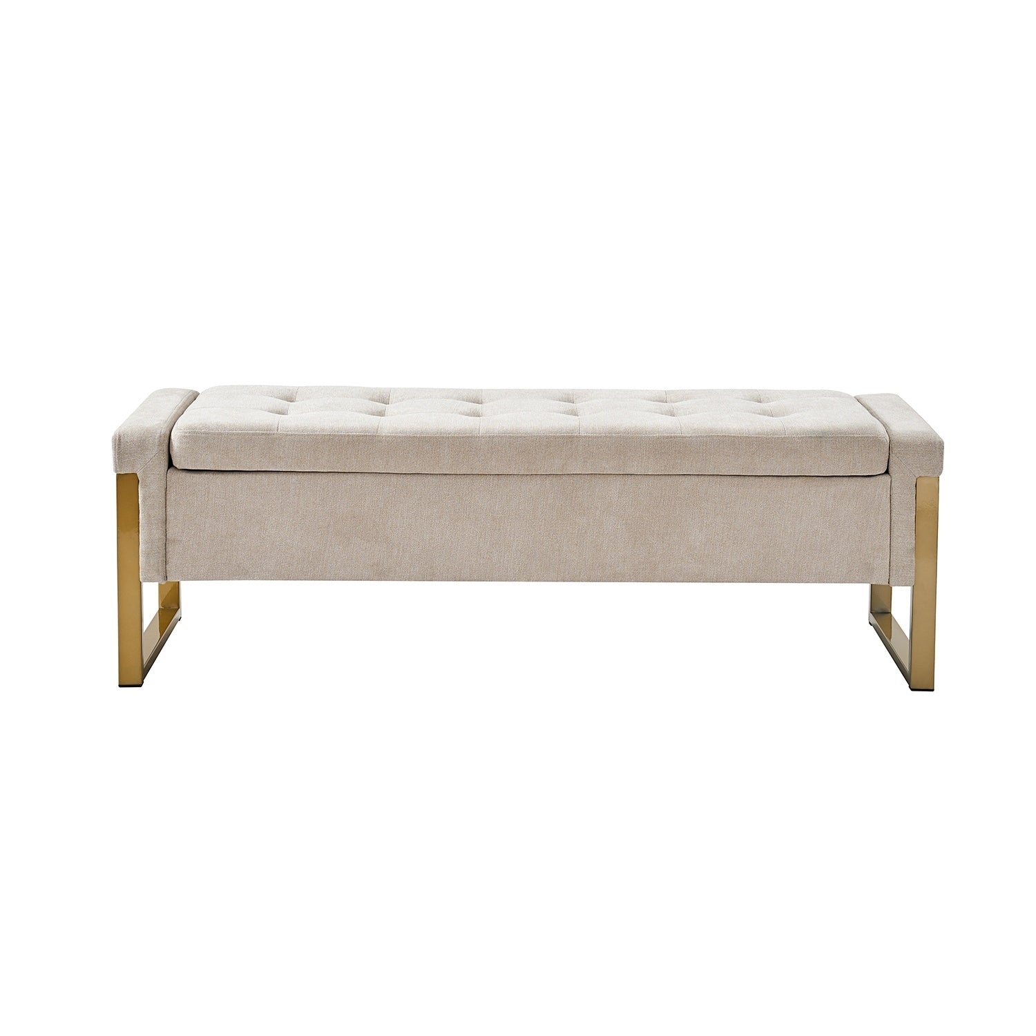 Alina Modern Upholstered Flip Top Storage Bench with Metal Legs by HULALA HOME