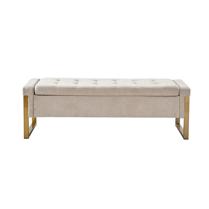 Banc de rangement moderne rembourré Alina avec pieds en métal par HULALA HOME