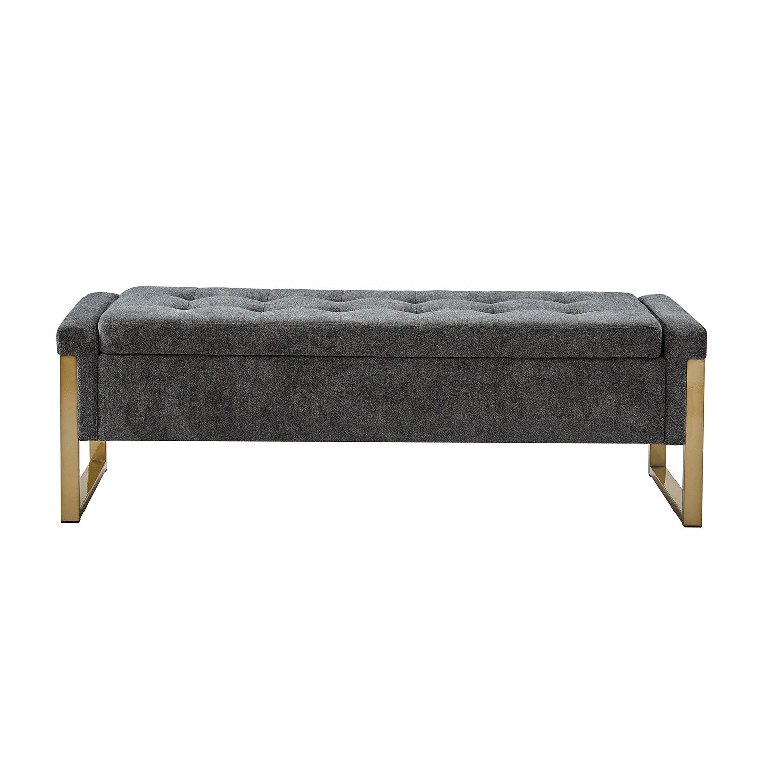 Alina Modern Upholstered Flip Top Storage Bench with Metal Legs by HULALA HOME