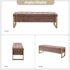 Alina Modern Upholstered Flip Top Storage Bench with Metal Legs by HULALA HOME