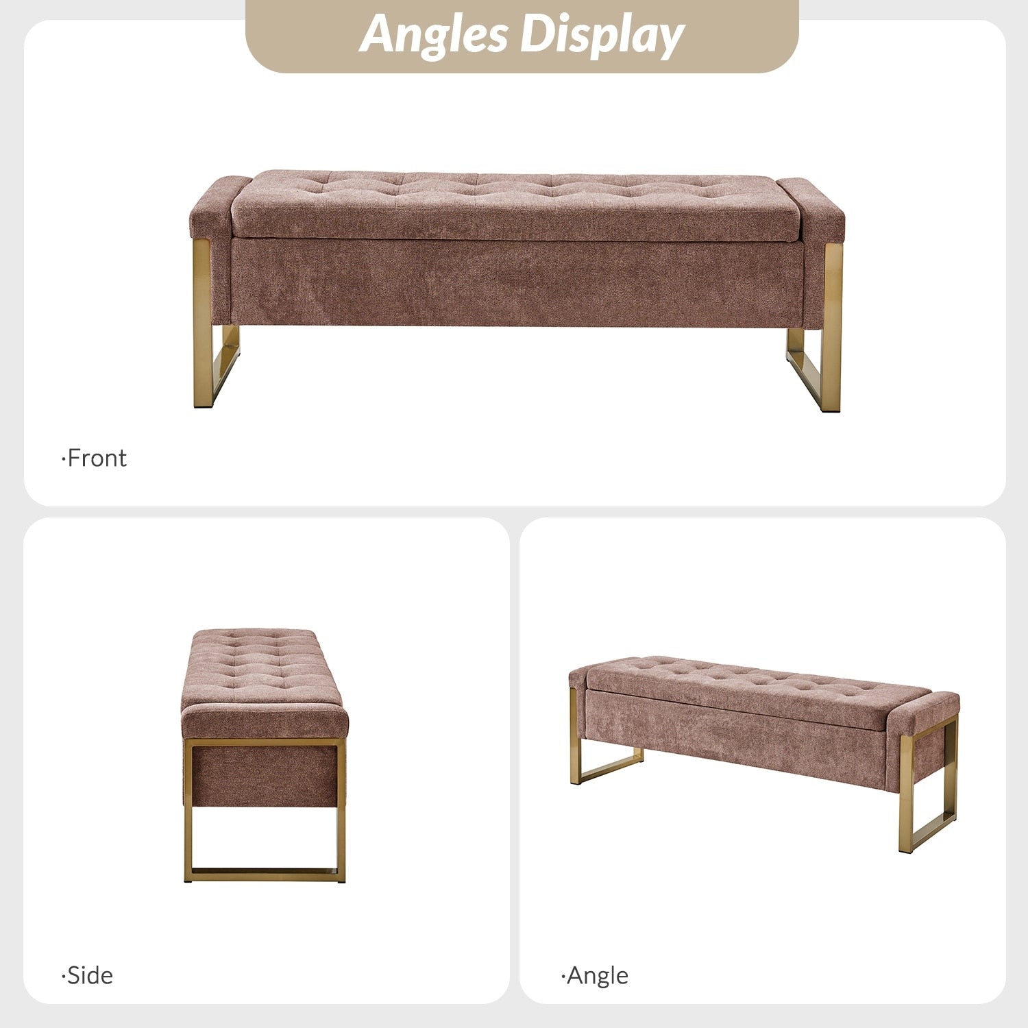 Alina Modern Upholstered Flip Top Storage Bench with Metal Legs by HULALA HOME