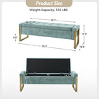 Alina Modern Upholstered Flip Top Storage Bench with Metal Legs by HULALA HOME
