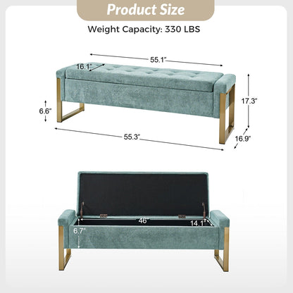 Banc de rangement moderne rembourré Alina avec pieds en métal par HULALA HOME