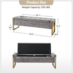 Alina Modern Upholstered Flip Top Storage Bench with Metal Legs by HULALA HOME