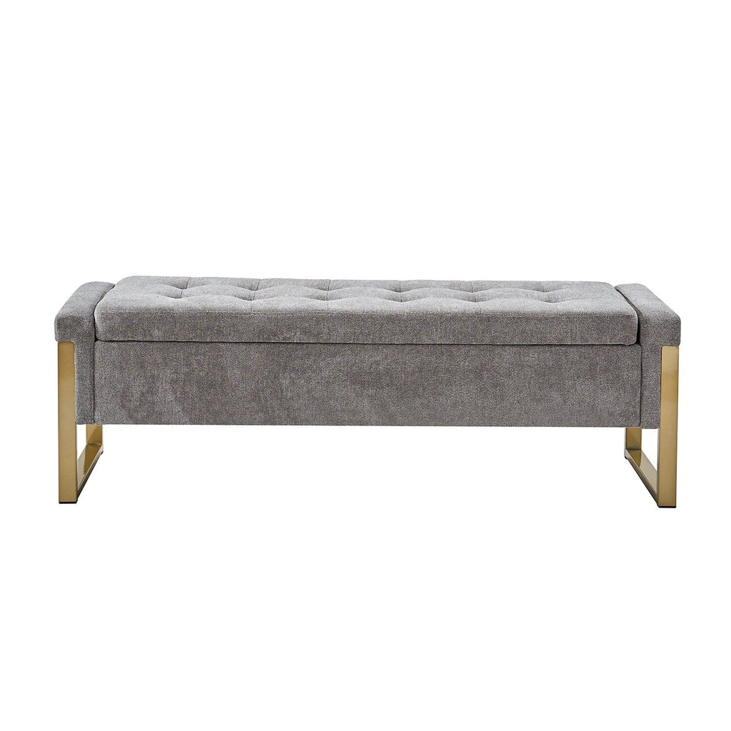 Alina Modern Upholstered Flip Top Storage Bench with Metal Legs by HULALA HOME