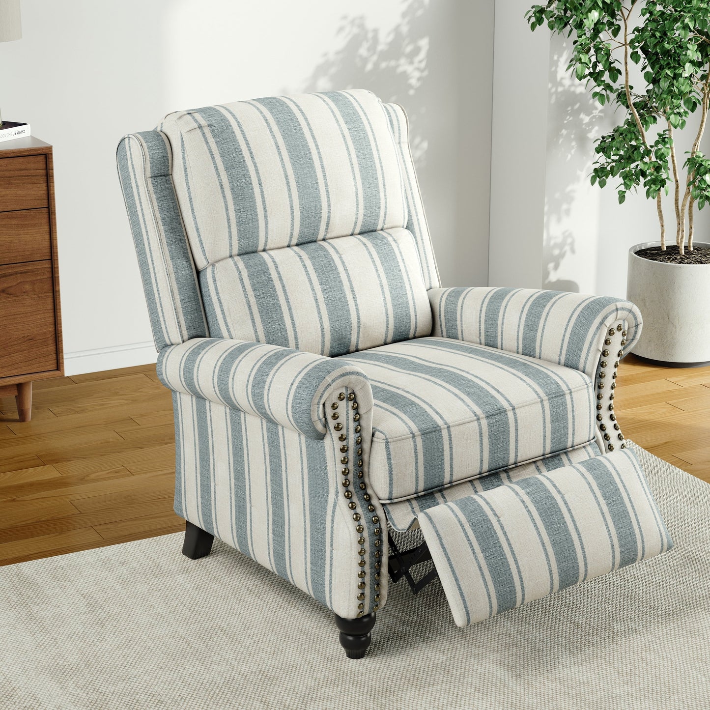 Fauteuil inclinable Alisa 35 po de largeur en cuir végétalien et lin