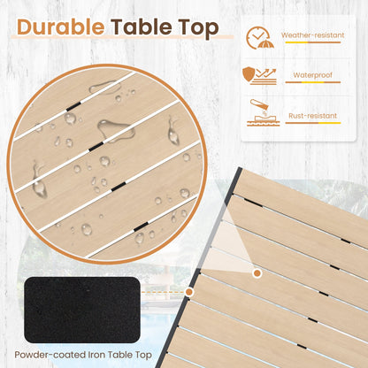 Ensemble de salle à manger d'extérieur avec table et chaises empilables en textilène, plateau de table en WPC durable 5 pièces et cadre antirouille pour patio