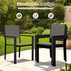 Ensemble de salle à manger d'extérieur avec table et chaises empilables en textilène, plateau de table en WPC durable 5 pièces et cadre antirouille pour patio