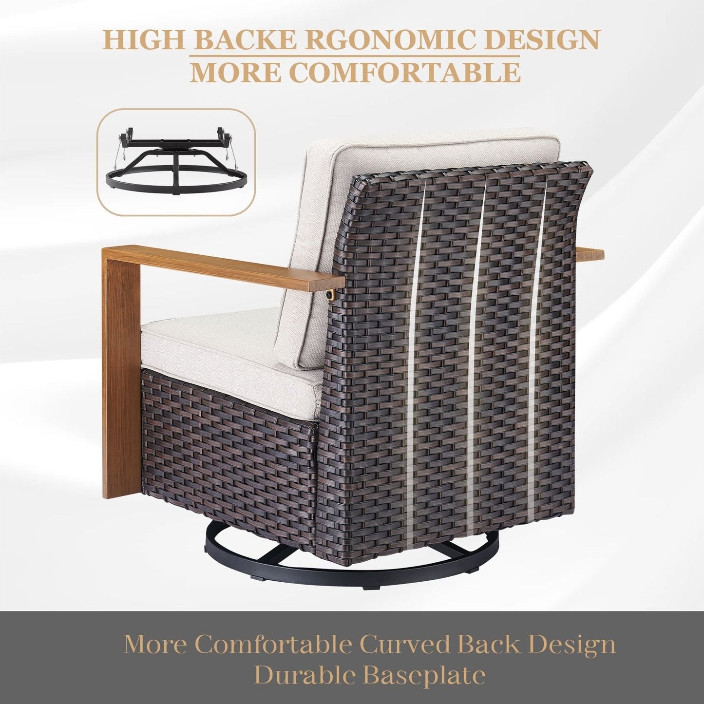 Ensemble de canapés et de chaises pivotantes d'extérieur toutes saisons Gymojoy