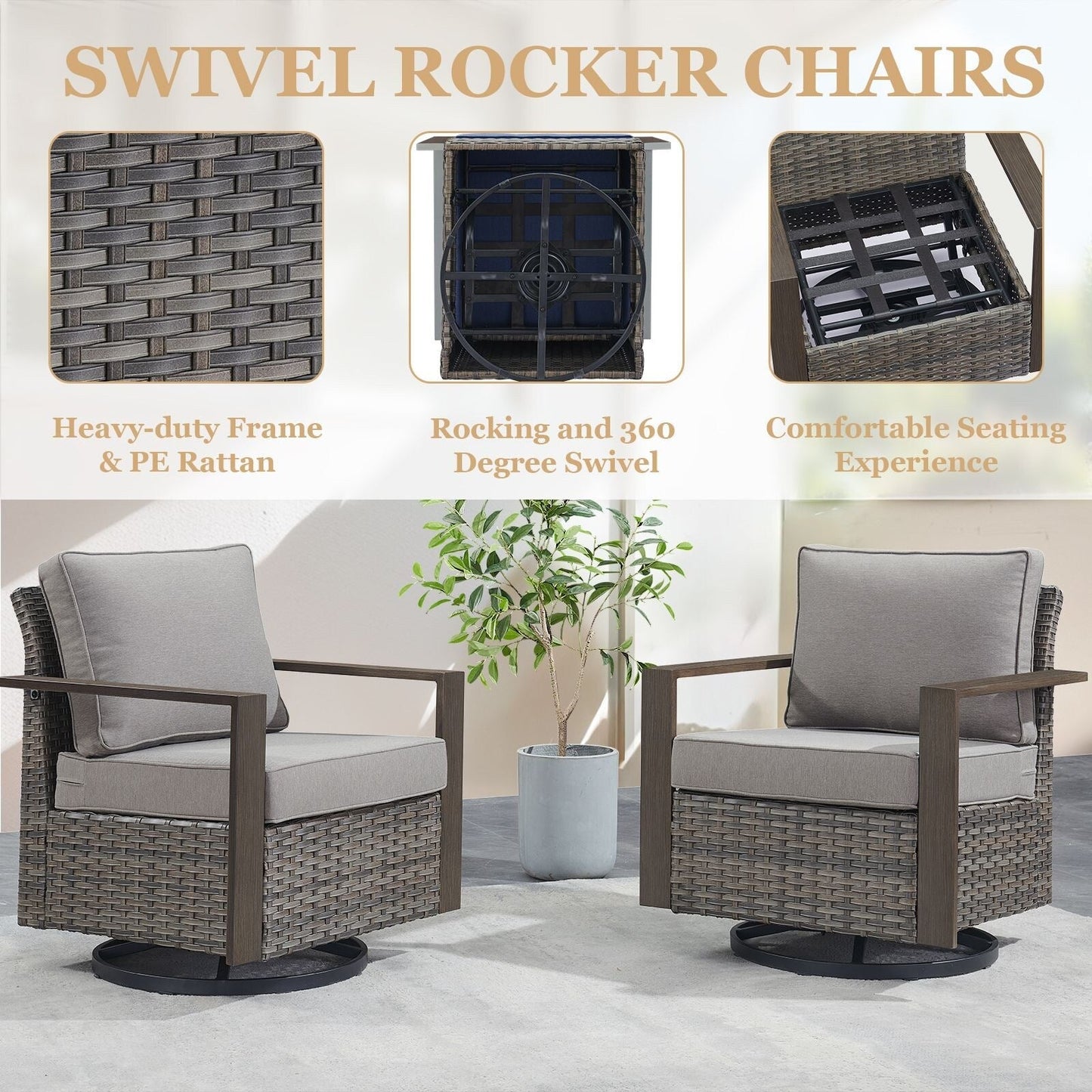 Ensemble de canapés et de chaises pivotantes d'extérieur toutes saisons Gymojoy