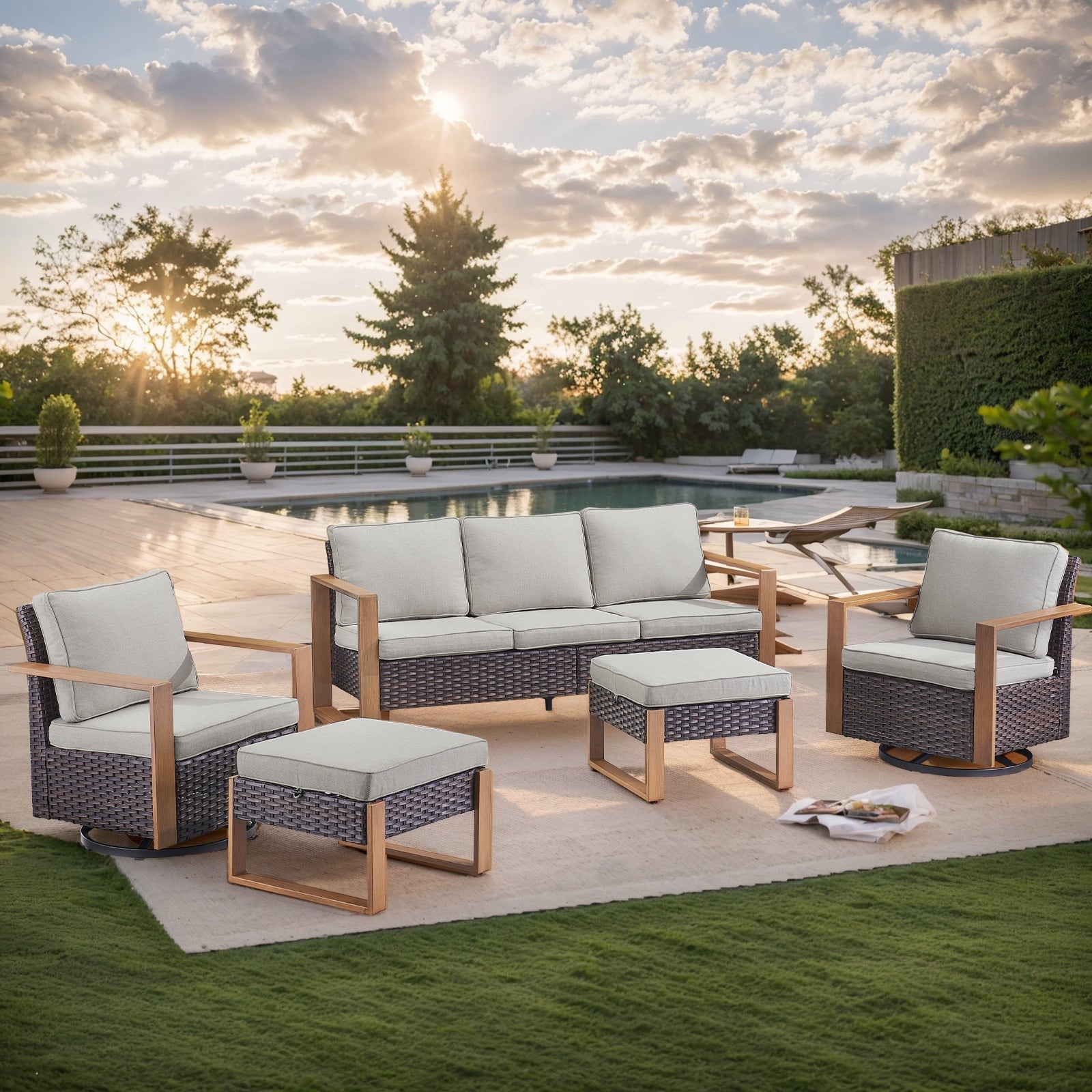Ensemble de canapés et de chaises pivotantes d'extérieur toutes saisons Gymojoy
