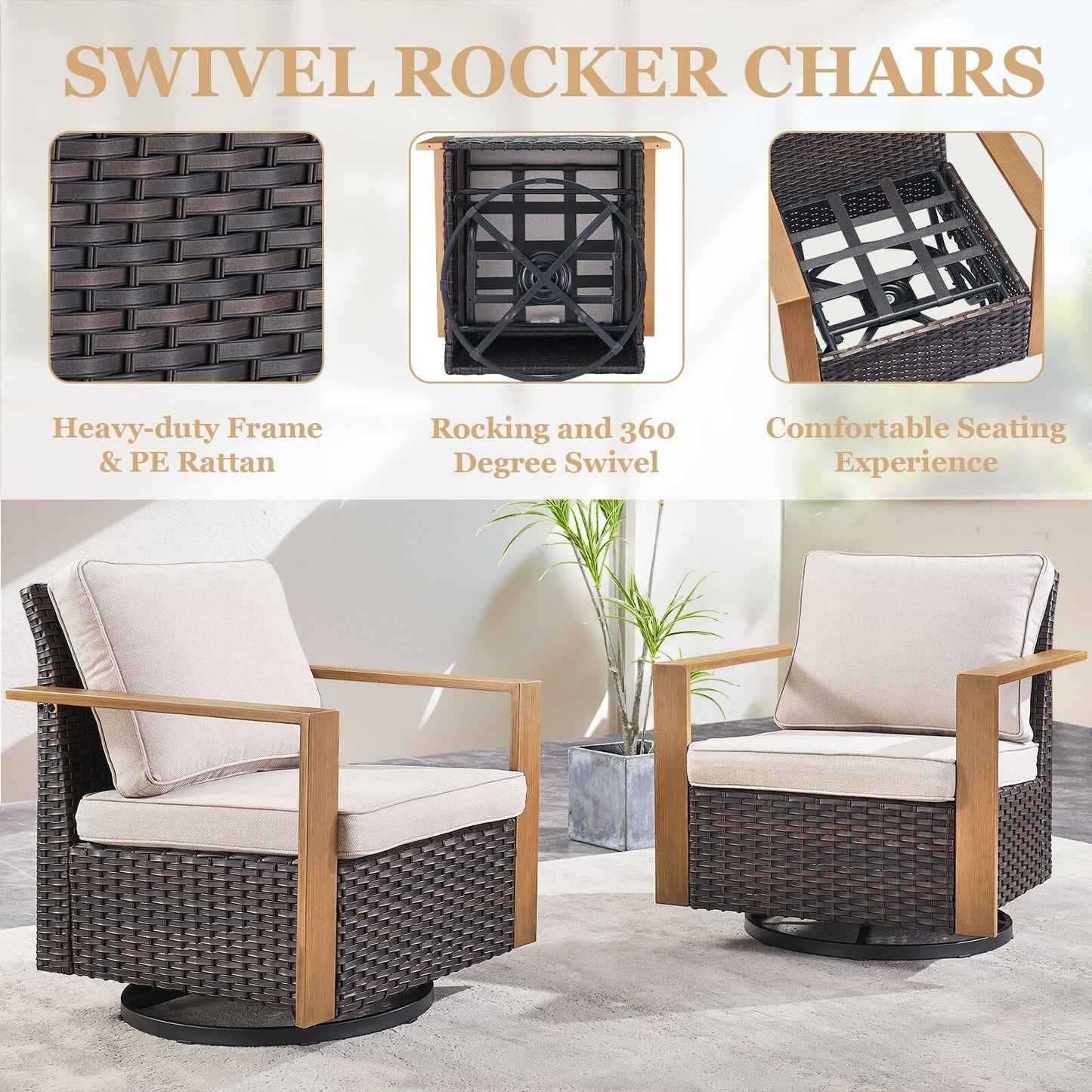 Ensemble de canapés et de chaises pivotantes d'extérieur toutes saisons Gymojoy