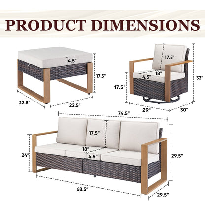 Ensemble de canapés et de chaises pivotantes d'extérieur toutes saisons Gymojoy