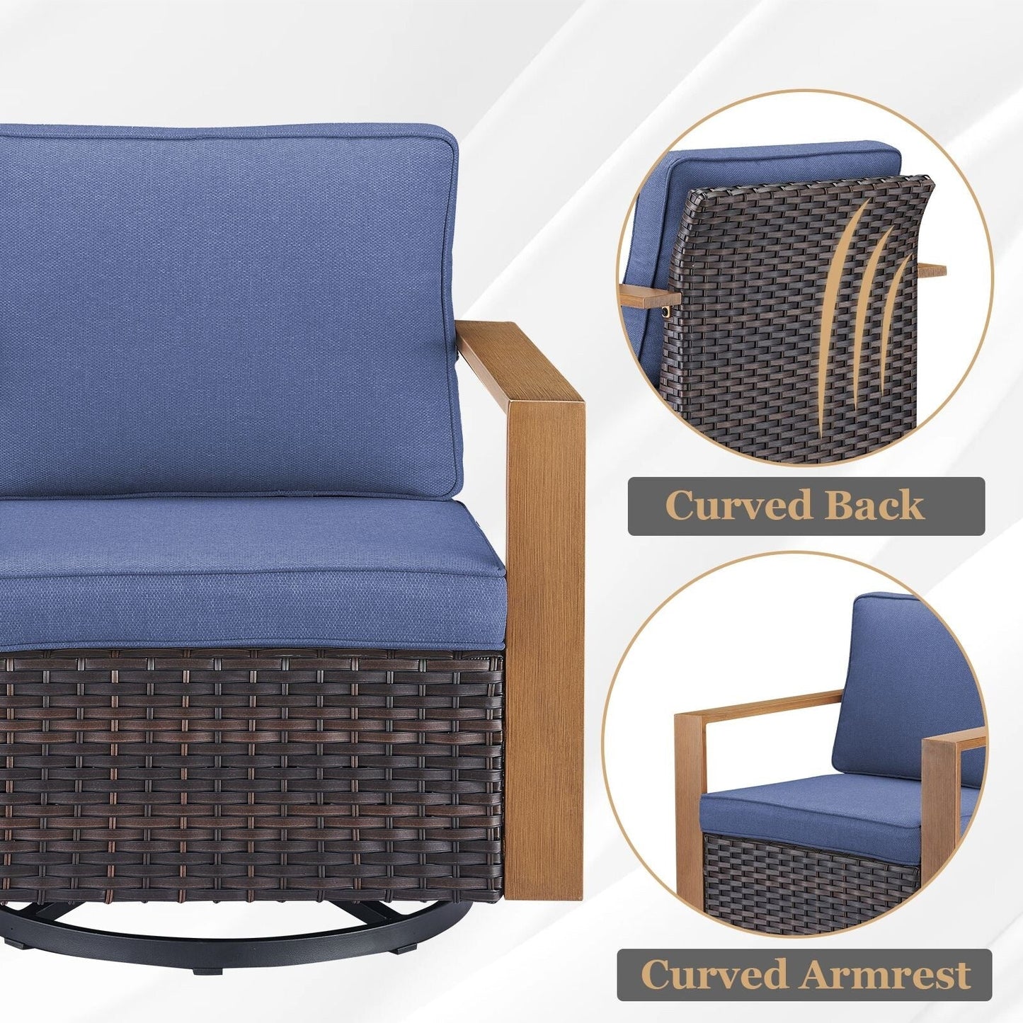 Ensemble de canapés et de chaises pivotantes d'extérieur toutes saisons Gymojoy