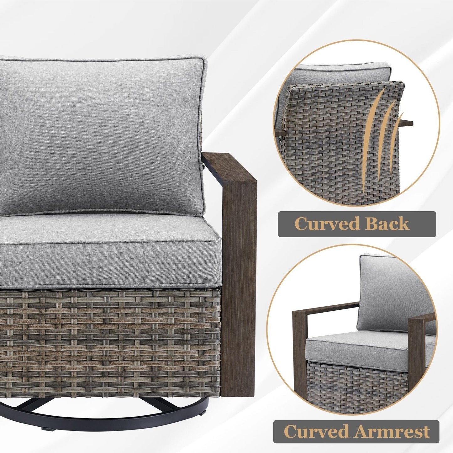 Ensemble de canapés et de chaises pivotantes d'extérieur toutes saisons Gymojoy