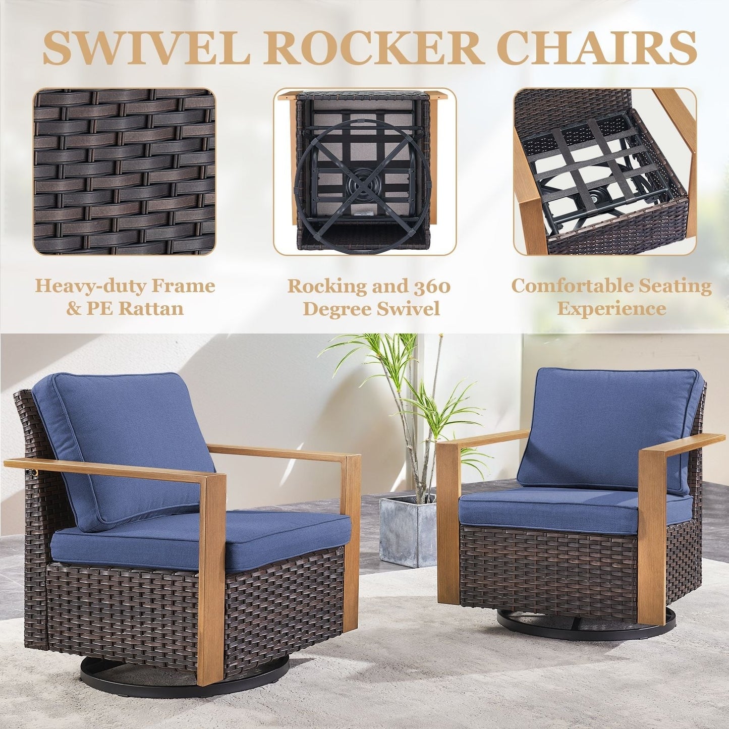Ensemble de canapés et de chaises pivotantes d'extérieur toutes saisons Gymojoy