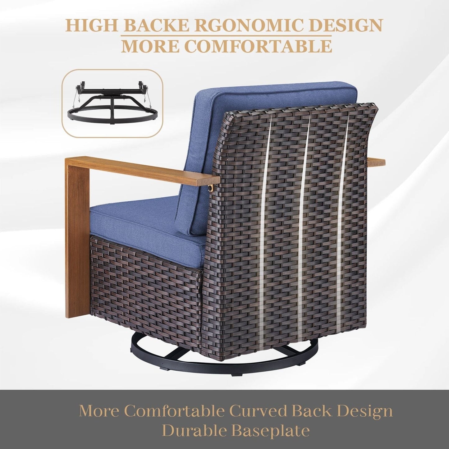 Ensemble de canapés et de chaises pivotantes d'extérieur toutes saisons Gymojoy