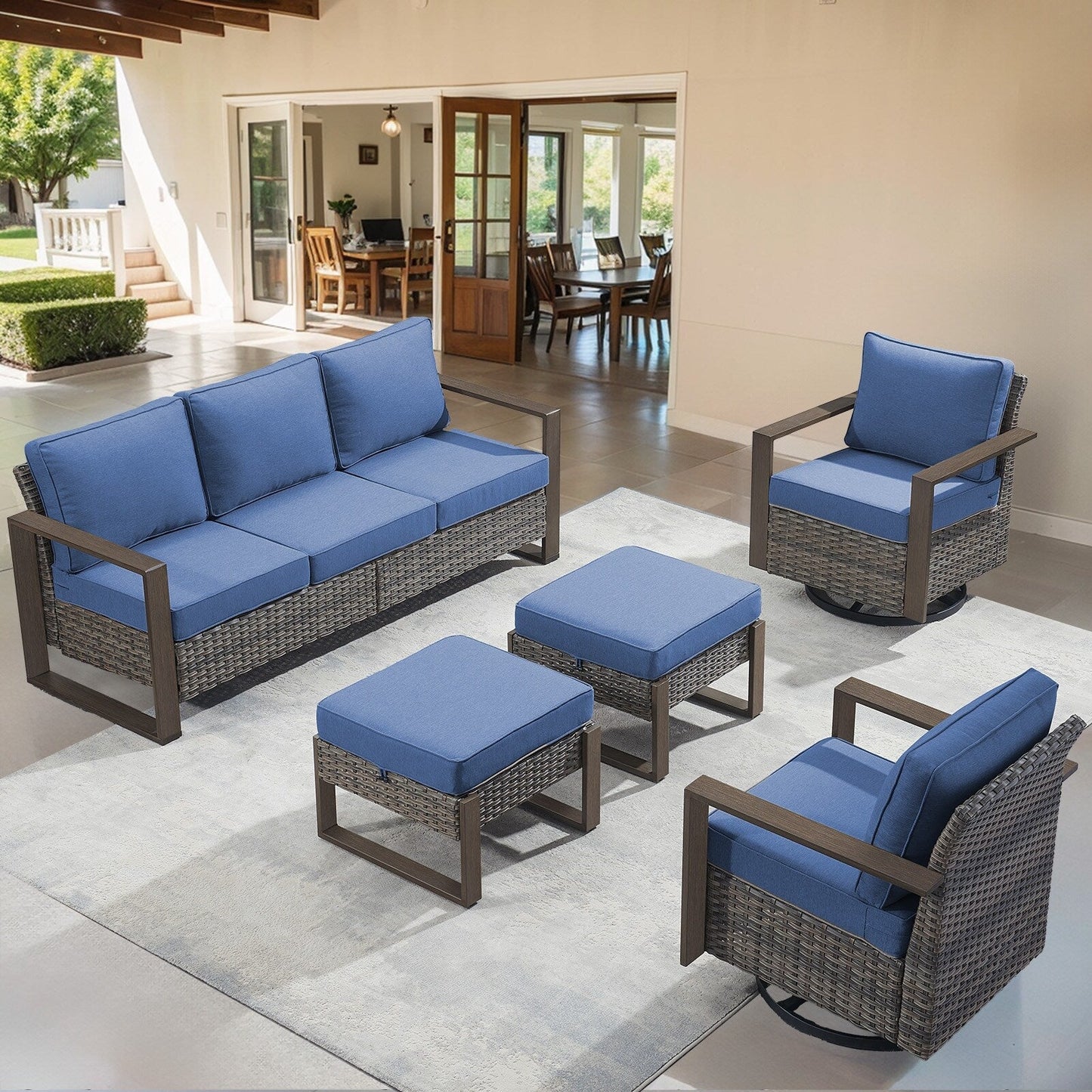 Ensemble de canapés et de chaises pivotantes d'extérieur toutes saisons Gymojoy