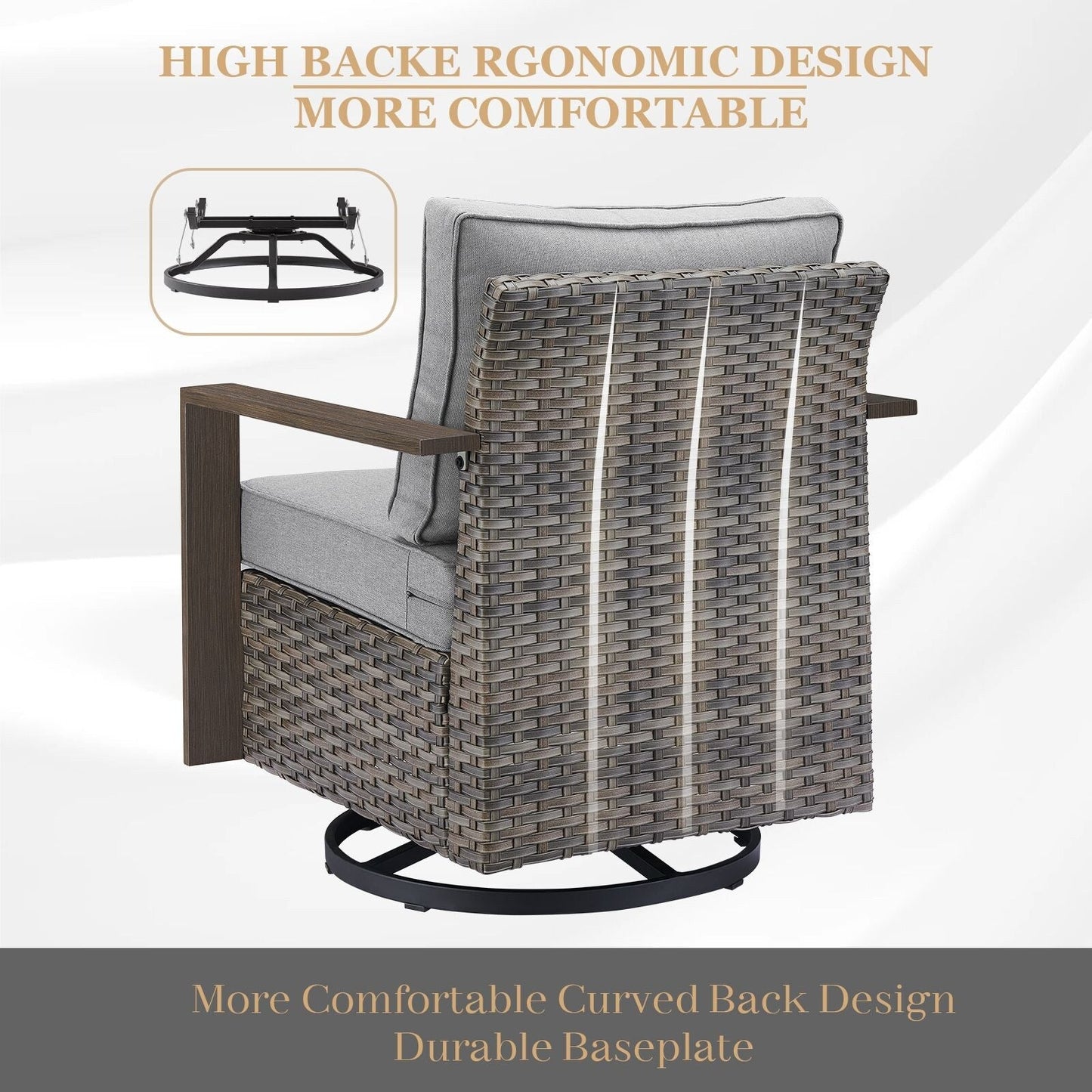 Ensemble de canapés et de chaises pivotantes d'extérieur toutes saisons Gymojoy
