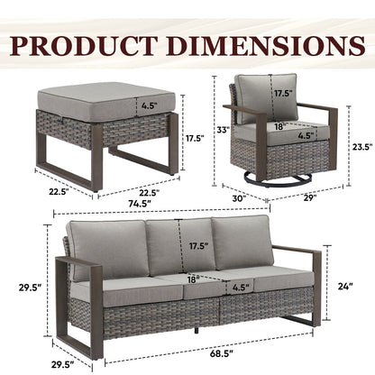 Ensemble de canapés et de chaises pivotantes d'extérieur toutes saisons Gymojoy