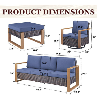 Ensemble de canapés et de chaises pivotantes d'extérieur toutes saisons Gymojoy