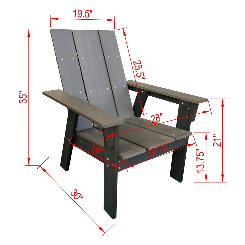 Ensemble de 3 chaises Adirondack Layton en polystyrène résistant aux intempéries