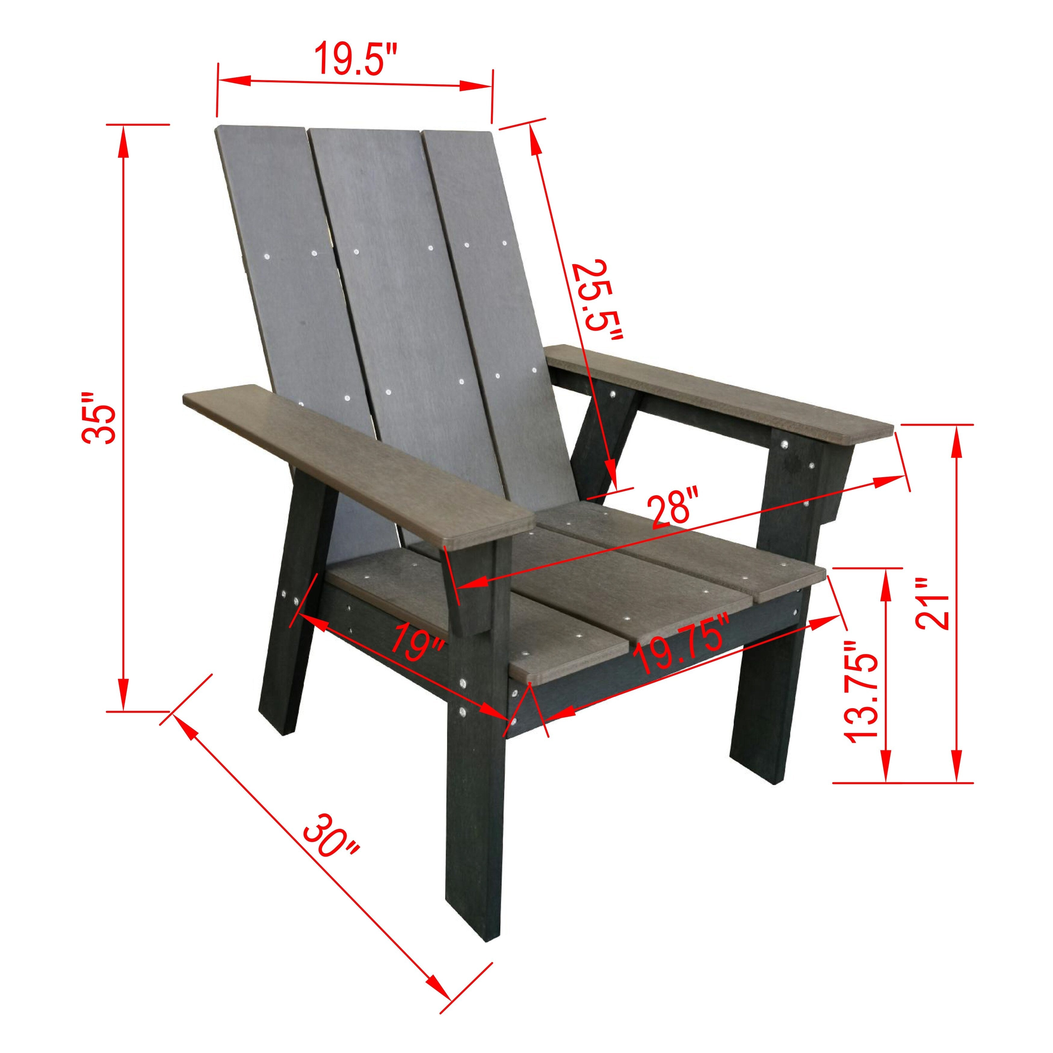 Ensemble de 3 chaises Adirondack Layton en polystyrène résistant aux intempéries