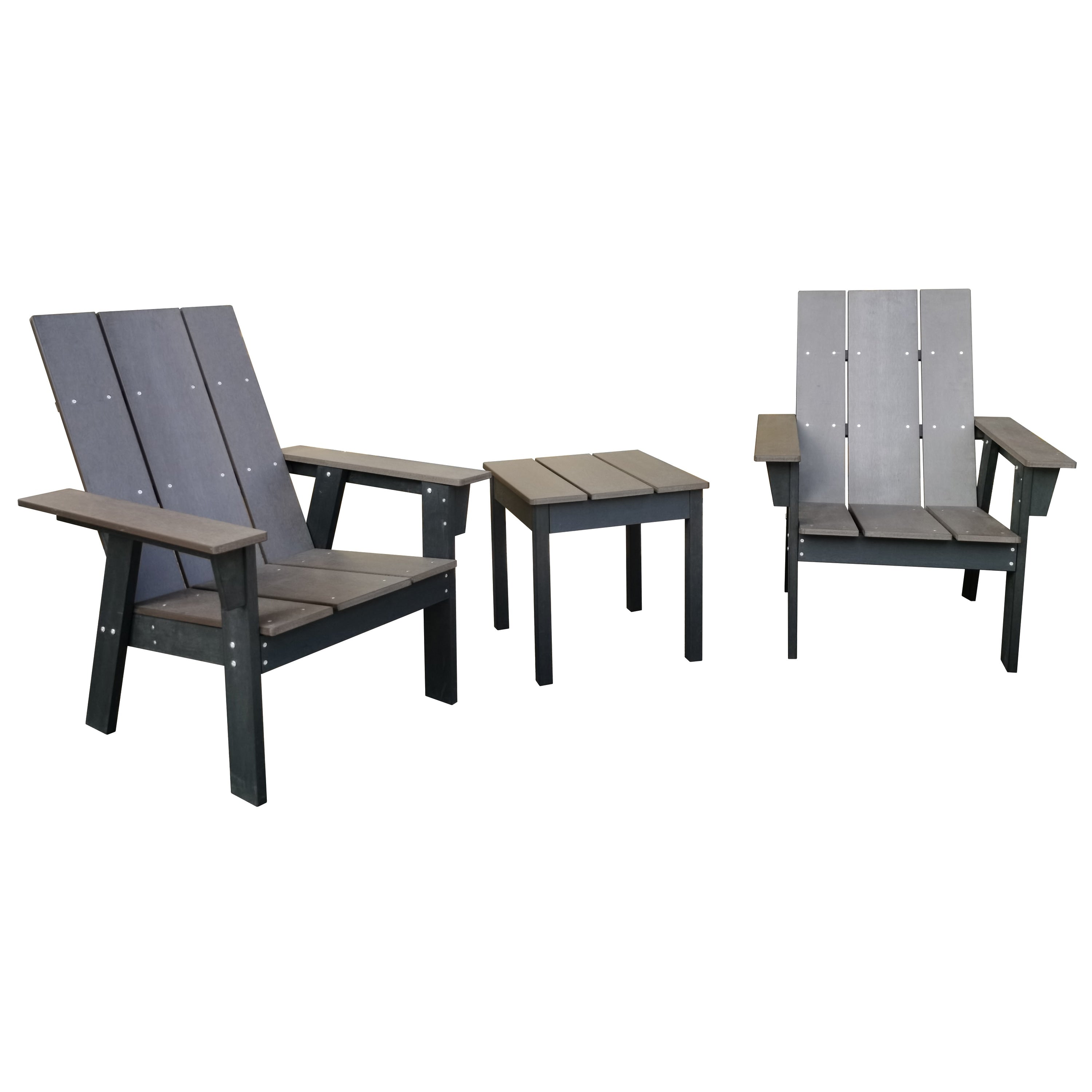 Ensemble de 3 chaises Adirondack Layton en polystyrène résistant aux intempéries