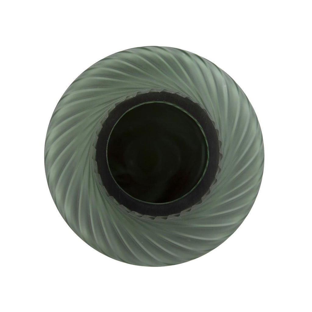 Vase décoratif contemporain en verre tourbillonnant vert givré Allan Andrews