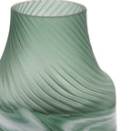 Vase décoratif contemporain en verre tourbillonnant vert givré Allan Andrews